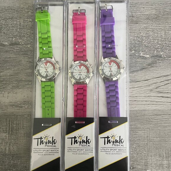 NEW ~ LOT OF 3! Think Medical Nurse Nurses Silicone Wrist Watch 24 Hour - Picture 1 of 1